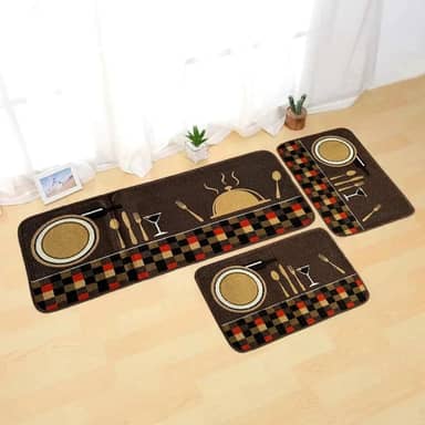 Jogo Passadeira E Tapetes De Cozinha 3 Peças Kitchen Antiderrapante (Estampa 03)