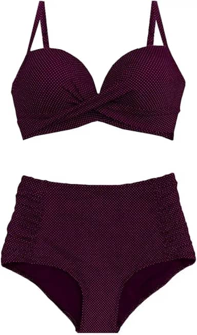 Biquíni Plus Size com Bojo Estampado Calcinha Modeladora Disfarça Barriga Cores Variadas BIQ 3306 (BR, Numérico, 52, Plus Size, Roxo)