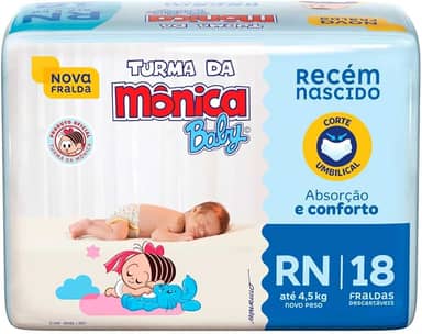 Turma da Mônica Baby Fralda Jumbinho Rn 18 Unidades