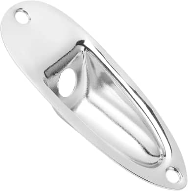 Jack Plate Estilo Canoa Cromada Para Guitarra Strato