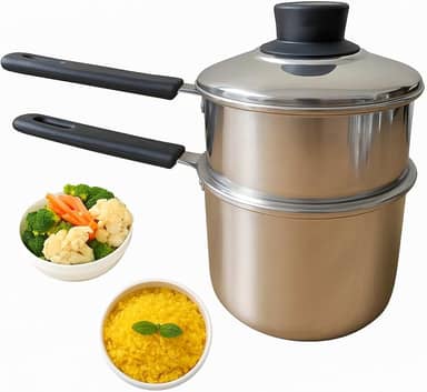 Cuscuzeira Individual Aluminio 2 em 1 Panela a Vapor Para Legumes Removivel Cozimento Pratico e Rapido Facil Limpeza