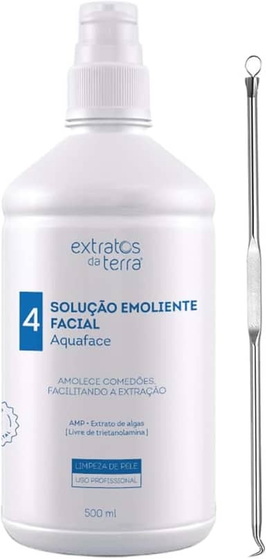 Solução Emoliente Facial Aquaface 500ml - Extratos da Terra - Para Limpeza Profunda e Extração de Comedões + Extrator de Cravos