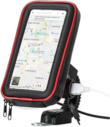 Suporte com tomada Carregador USB de Celular Impermeável para moto scooter motoboy motocicleta Universal Smartphone GPS 6 polegadas capa prova d'água