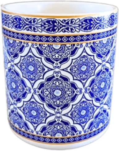 Cachepôs Vaso Azulejo Português Azul Branco 10 cm Arranjos Flores Suculentas (Cachepô A)
