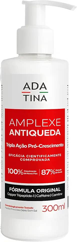 Ada Tina Shampoo Antiqueda Amplexe 300ml | Ação Pró-Crescimento | Cabelos Mais Brilhantes e Macios | Reduz a Queda Capilar desde o 1º Mês | Fortalece a Raiz | Estimula o Crescimento de Novos Fios | Para Todos os Tipos de Cabelo