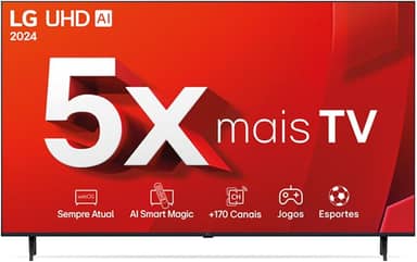 Smart TV 4K 65" LG UHD 65UT9050 Processador α5 Ger7 AI Design Super Slim Alexa/Chromecast integrado webOS 24 Controle Smart Magic