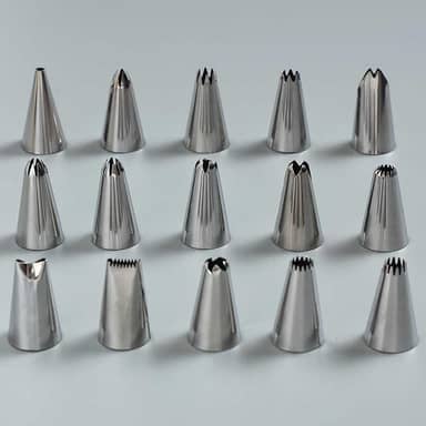 Kit de ferramentas de tubulação de aço inoxidável 304 pacote com 9 - Bocais profissionais de decoração de bolos e sacos de confeitaria para assar/congelar