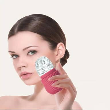 Rolo de gelo facial reutilizável, molde facial de cubo de gelo de silicone para apertar os poros, inchaço, pele brilhante – ferramenta de beleza para terapia fria para cuidados com a pele em casa