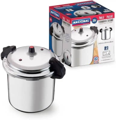 Panela de Pressão Profissional, Alumínio Reforçado, 20L, Fechamento Externo, para Restaurantes e Cozinhas Industriais