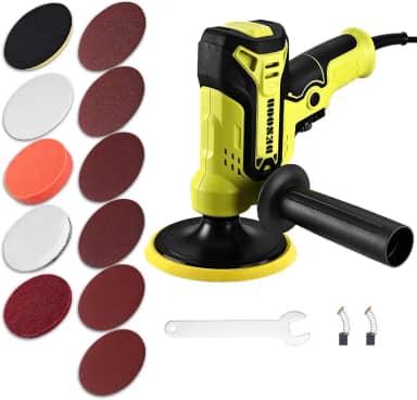 Politriz Automotiva Profissional 600W 127V Eletrica Polidor 20 Velocidades Ajustáveis 3000RPM 125mm para Polir Encerar e Remover Arranhões em Carros Motos Mármore e Madeira