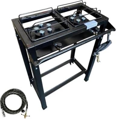Fogão Industrial de Alta Pressão, 2 Bocas com Queimadores Potentes, Pés de Borracha, Mangueira e Registro Cheff Jr/Snr (Junior)