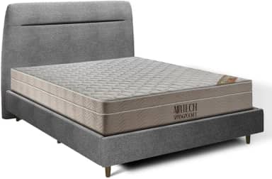 Cama Com Cabeceira Genebra Bouclé com Colchão de Molas Ensacadas Ortobom Airtech Spring Pocket King (King Size)