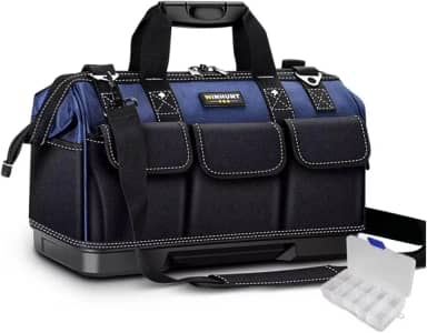 Bolsa De Ferramentas De Eletricista Com Base De Plástico - 14 Bolsos, Tecido Oxford 1680D para Eletricistas, Técnicos e Artesãos - Ideal para Trabalho e Organização de Ferramentas