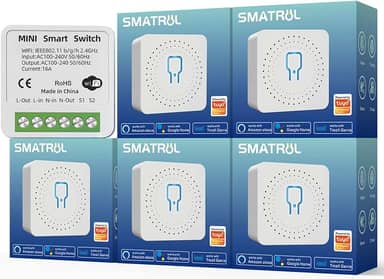 Módulo Automação Inteligente, 5 PCS 16A Mini Interruptor inteligente wifi, Módulo de Interruptor Interno diy suporta 2 vias de controle, Compatvel com Alexa/Google Home.…
