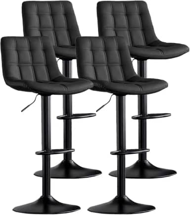 Banqueta Alta Giratória para Cozinha em Couro Sintético Duoffice Kitana DU77 (4, Preto)