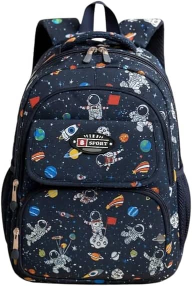 Mochila Escolar Infantil Astronauta Impermeável Design Espacial Espaçosa Menino Ótimo Acabamento Costura Reforçada Alta Durabilidade