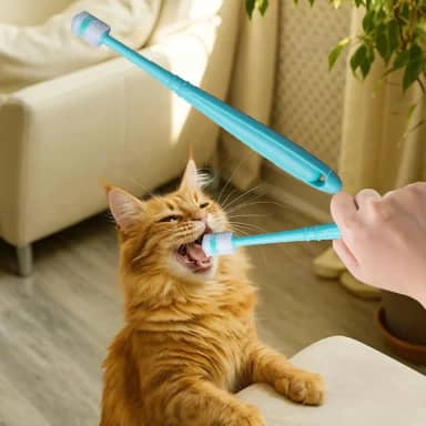 1 escova de dentes pequena de 360 graus para cães e gatos, cerdas de diâmetro de 1,3 cm, kit de limpeza de dentes profundos de silicone macio (azul)