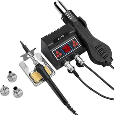 2 em 1 retrabalho de ar quente e estação de ferro de solda a temperatura ajustável de conversão de ar quente