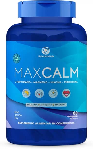 Max Calm L-Triptofano Magnésio Relax Foco Bem Estar 60 Comp - Natural do Vale