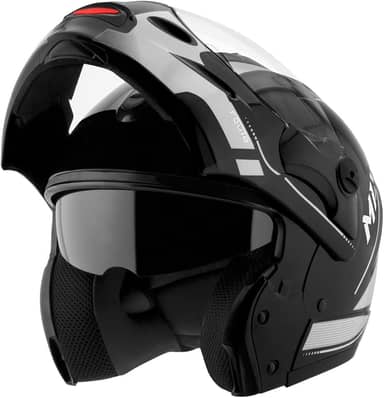 Capacete de Moto Mixs MX Captiva Route Brilhante Com Viseira Interna Solar Óculos de Sol Articulado Escamoteável Robocop Cinza Com Cinza 58