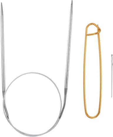 Generic Agulhas de tricô circulares de aço inoxidável de 61 cm, agulhas de tricô 6/4 mm, 14 cm, com suporte de ponto de tricô para tricô rápido, de ponta a ponta, cachecóis, colares