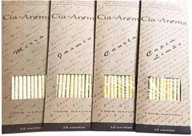 Kit 4 Incensos Naturais Florais Óleos Essenciais Canela, Jasmim, Capim Limão e Mirra