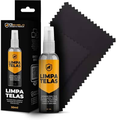 Gshield Kit Spray Limpa Telas Bactericida com Flanela de Microfibra para Limpeza de Celular, Notebook, TV, Tablet, Óculos, Legalizado ANVISA, Grip Clean (30ml)
