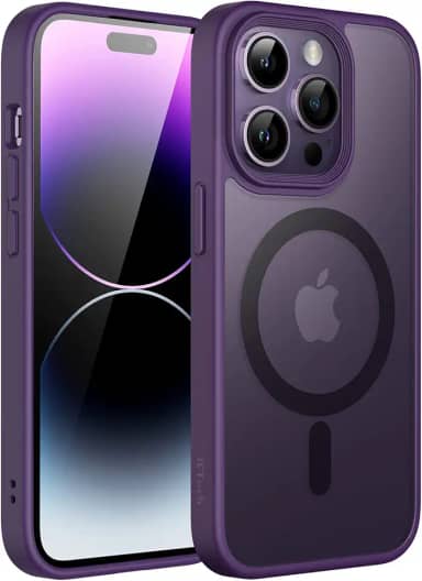 JETech Capa Magnético para iPhone 14 Pro 6,1 Polegadas Compatível com MagSafe, Case Capinha Translúcido Fosco Verso Fina à Prova de Choque Tampa (Roxo Profundo)