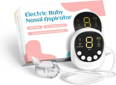 Aspirador Nasal para Bebê, Grau Hospitalar, Sugador Nasal Elétrico para Bebês com Sucção Ajustável de 9 Níveis, Recarregável com Luz Noturna E Canção de Ninar, Branco