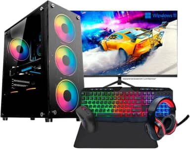 Computador Gamer Completo AMD Ryzen 7 5700G, Gráficos Radeon VEGA 8, 16GB DDR4, SSD 1TB, Fonte 500W, Monitor 23' 75Hz, Kit Gamer
