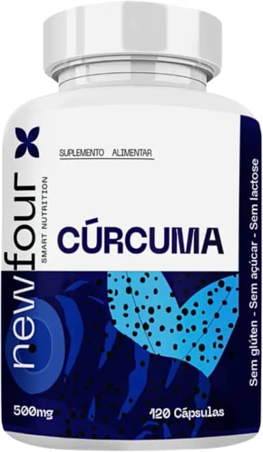 Cúrcuma com Pimenta Preta NewFour 500mg – Suplemento Alimentar com Curcumina e Piperina – 120 Cápsulas – Sem Glúten – Uso Diário para Bem-Estar e Conforto