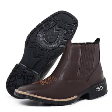 Bota Texana Botina Masculina Country Chelsea Cano Baixo
