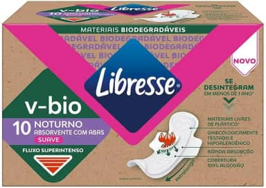 Libresse V-Bio, Absorvente Noturno 10 unidades