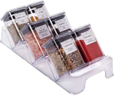 PLASUTIL Porta Tempero Condimento Hermético Cristal com Base Modular 7 Peças