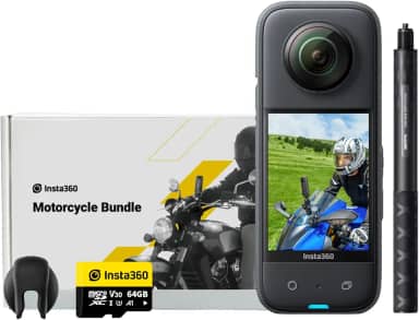 Câmera de Ação Insta360 X3, Kit de Motocicleta, Impermeável, Sensores de 48 MP de 1/2 polegada, Vídeo HDR ativo 5,7K 360º, Foto de 72 MP, Lente Única 4K, Modo Me de 60 FPS, Estabilização