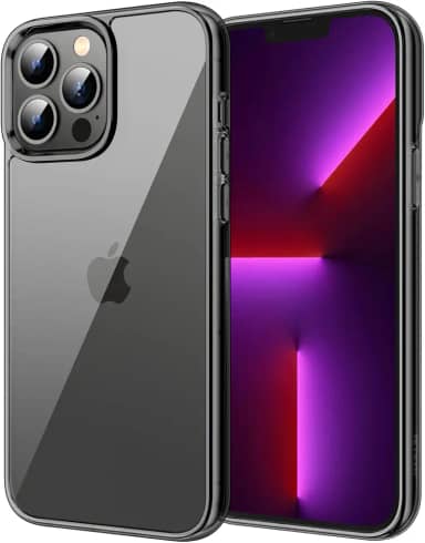 JETech Capa para iPhone 13 Pro Max 6,7 Polegadas, Case Protetora de Telefone à Prova de Choque Não-Amarelecimento, Capinha Parte Traseira Transparente Anti-Riscos (Preto)