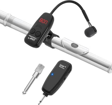 XIAOKOA Microfone sem fio de Instrumento, UHF, 40 metros, Tela Digital, Ótimo para Flauta, Clarinete
