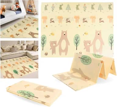 TAPETE TATAME INFANTIL EMBORRACHADO DOBRÁVEL MACIO 1,2x1,8M PISTA URSOS ESTAMPAS VARIADAS (URSO)