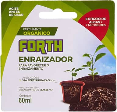 Forth Enraizador Líquido Concentrado, Enraizamento, Formação de Raízes, Micronutrientes, Extrato de Algas, Organomineral Classe A, 60ml