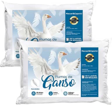 Kit 02 Travesseiro Toque de Pluma Premium Percal 400 Fios 50x70cm Lavável, Antiácaro, Antialérgico