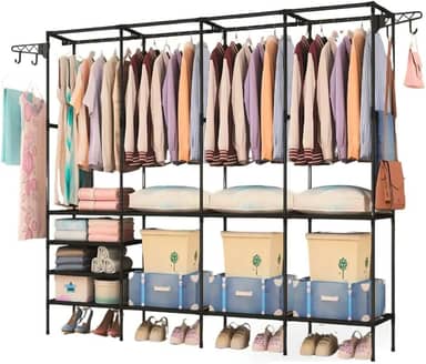 Guarda Roupa Portátil Arara Cabideiro Sapateira Organizador 4 Colunas