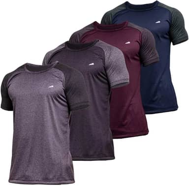 Kit 4 Camisetas Dry Fit Raglan Masculina Manga Curta Academia Gola Redonda Slim