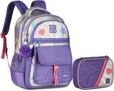 Kit Mochila Rb Rebecca Bonbon Costas Estojo Juvenil Escolar Volta as aulas 2026 Notebook (Lilas)
