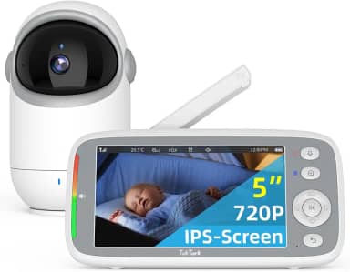 TakTark Babá Eletrônica, 5' 720P HD Bebê Câmera com Tela, Sem Wifi, Panorâmica Inclinação, Áudio Bidirecional, Night Vision, Zoom Digital, Detecção De Som Vox, Ideal Para Novos Pais