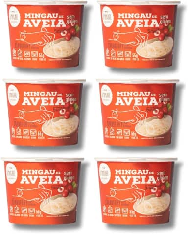Mingau de Aveia Cranberry com Quinoa Sem Açúcar, Sem Glúten, Sem Leite e Vegano - 06 UNIDADES (pronto em 05 minutos)