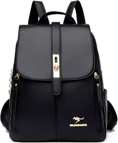 Mochila Feminina de Couro PU Antifurto Moda Simples Mochila Pequena Impermeável Vintage E Versátil Casual Bolsa Viagem Multiuso