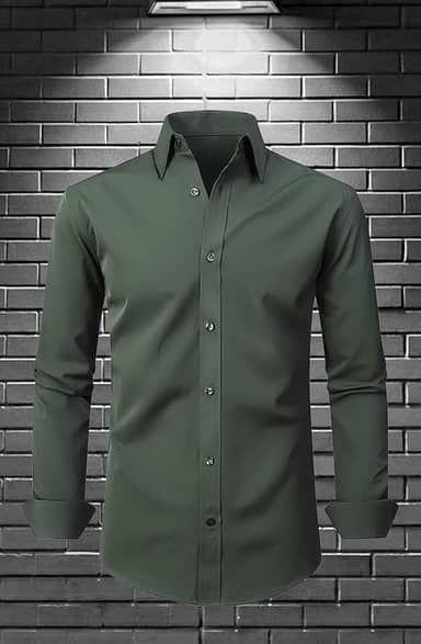 Camisas sociais masculinas de manga comprida com elástico e sem rugas, camisas formais casuais de negócios