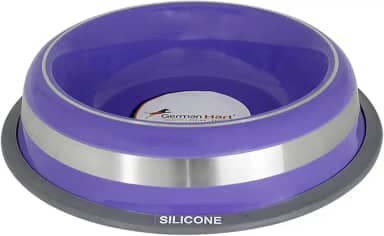 Comedouro Inox com Anel Silicone GermanHart Prestige Roxo M 475ml GermanHart para Cães, M, Roxo