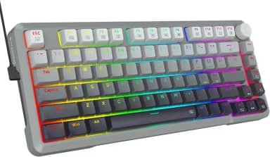 Teclado para jogos de gatilho rápido, interruptor magnético de efeito Hall, acionamento ajustável, taxa de pesquisa de 8 K, botão de volume, retroiluminação RGB, teclas PBT, 75% compacto com fio para