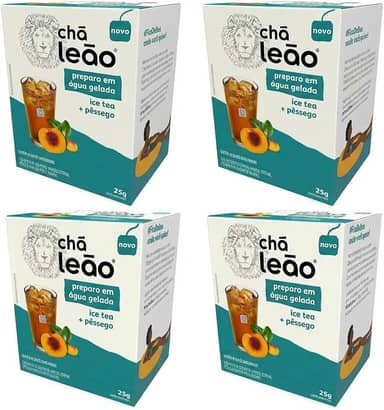 Combo Chá Leão Água Gelada Ice Tea e Pêssego - 4 Caixas 40 Sachês